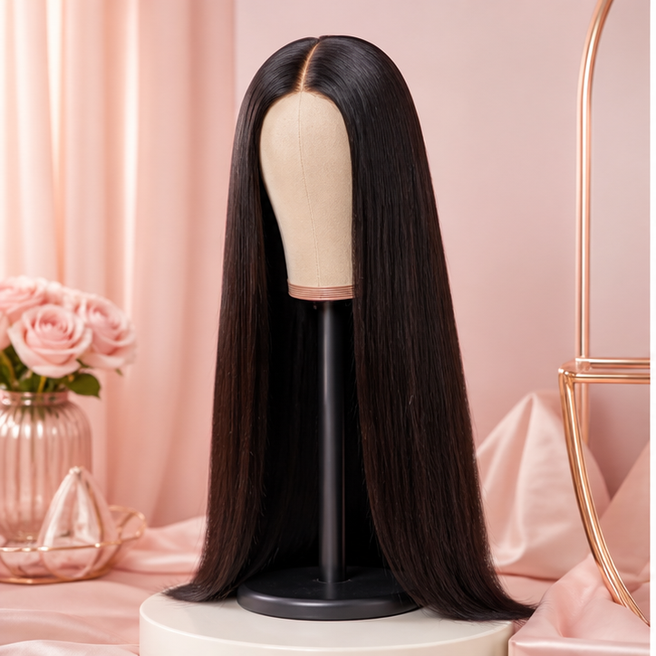 Sleek straight hair